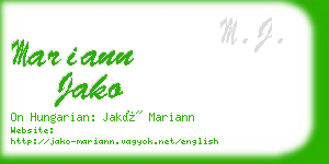 mariann jako business card